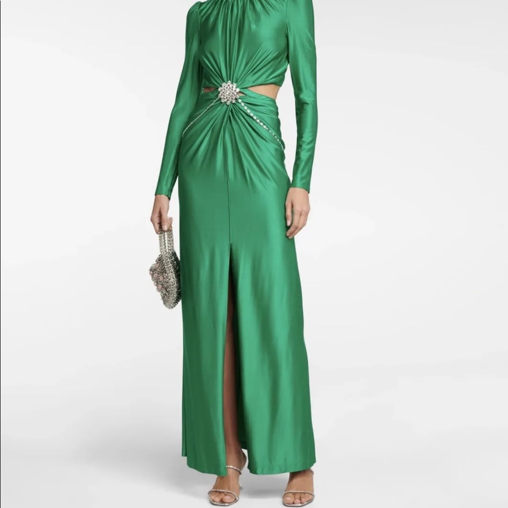 PACO RABANNECrystal-embellished ruched cutout gown